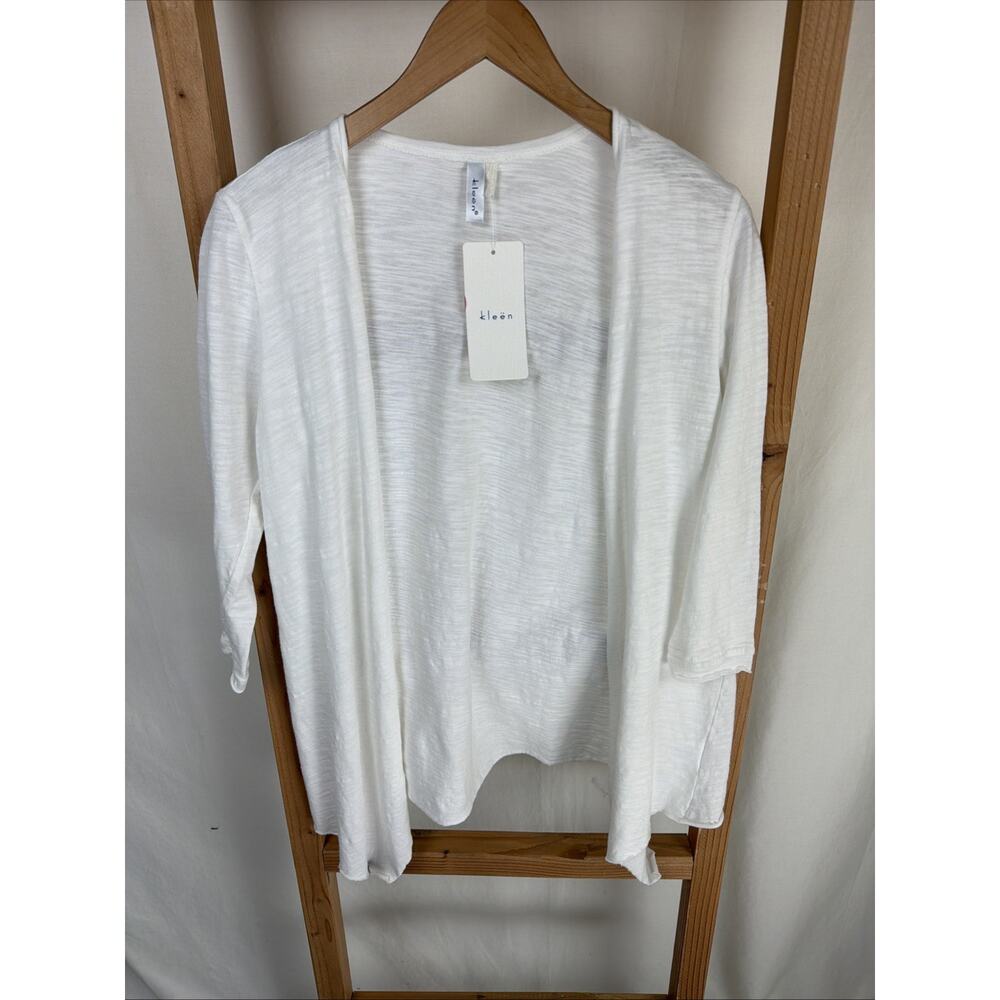 NWT Kleen White 3/4 Sleeves Cotton Cardigan Jacket XS #0801